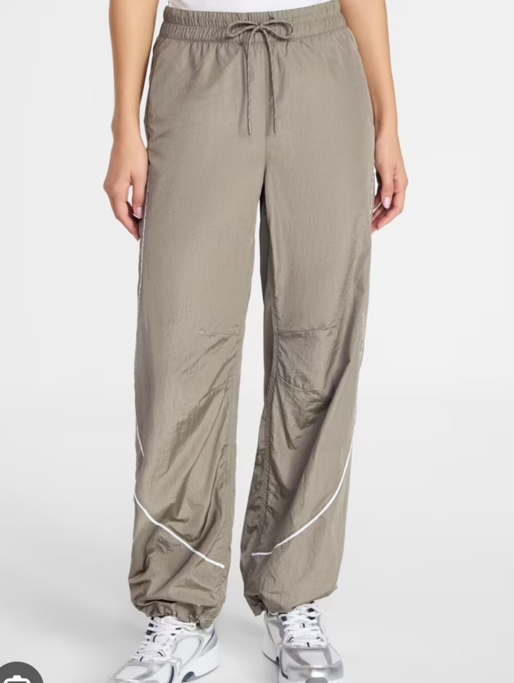 NWT Avia Sz L Grey Fog Tennis Wind Pants,  Bungee At Ankle